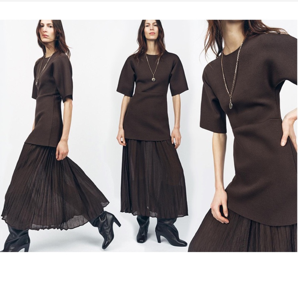 NWT Zara Brown Midi Dress